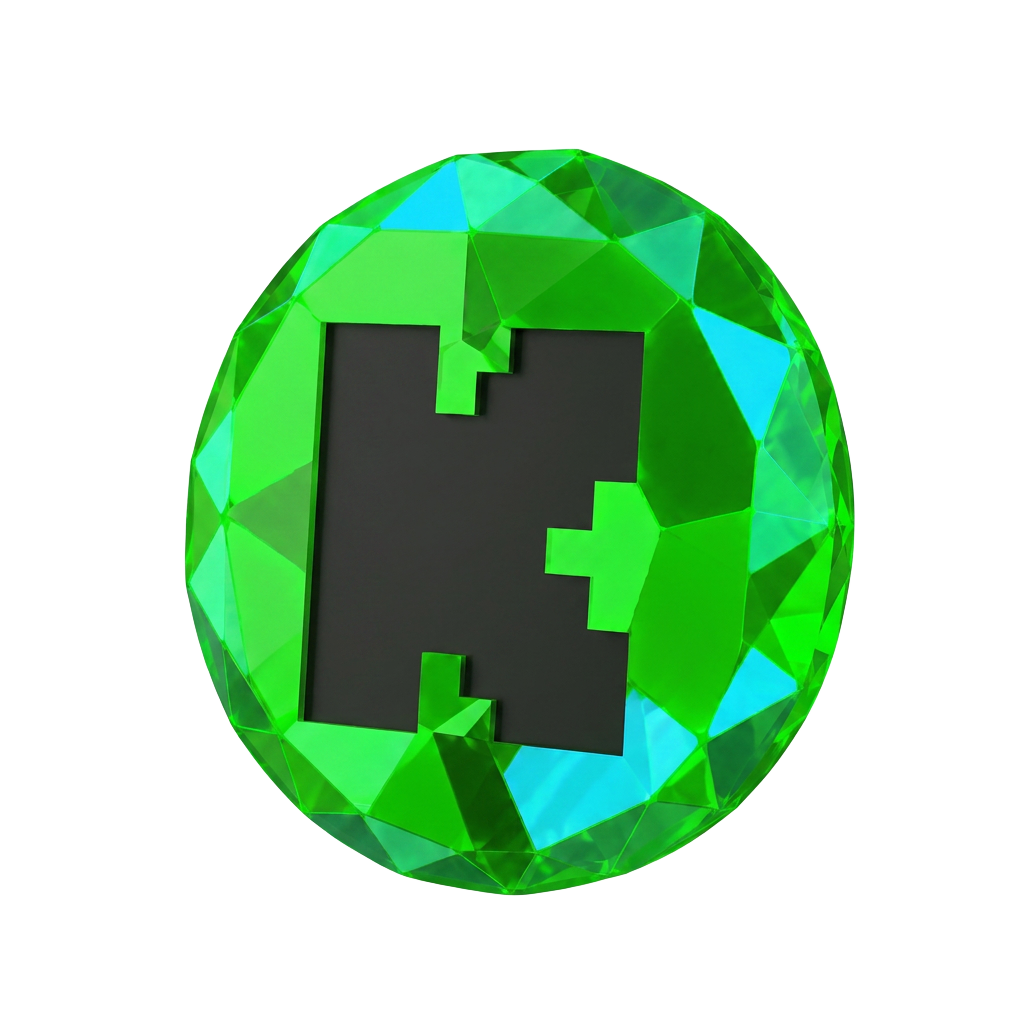Glowing green KICKS gem logo